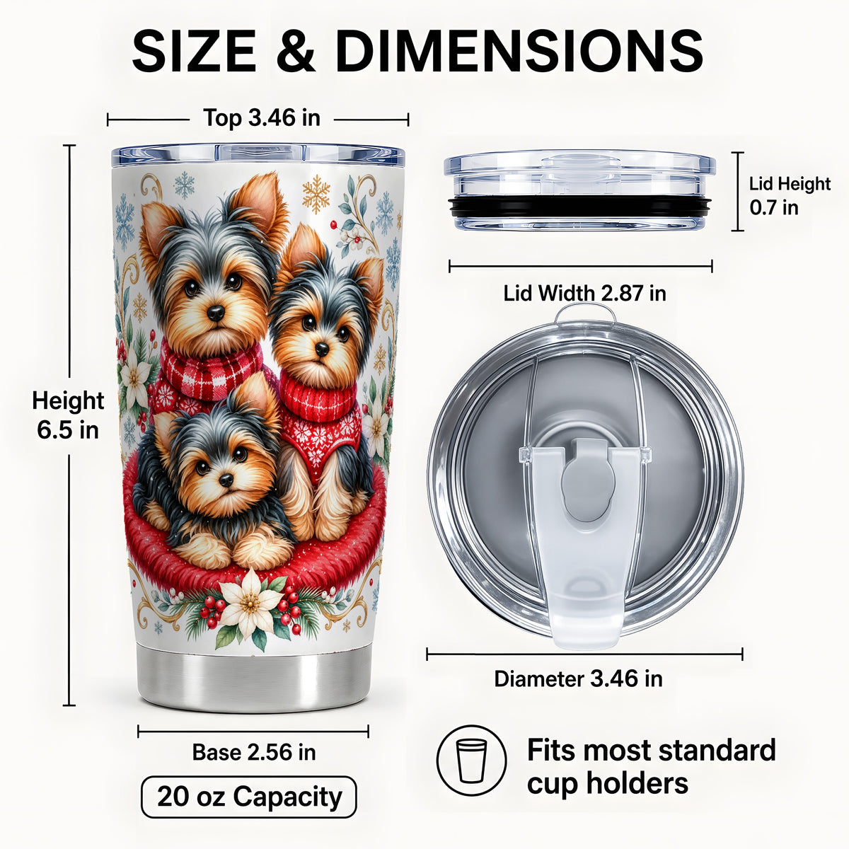 #pl[20oz|Steel] Yorkshire Terrier Tumbler 20oz, Dog Tumbler, Stainless Steel Travel Cup