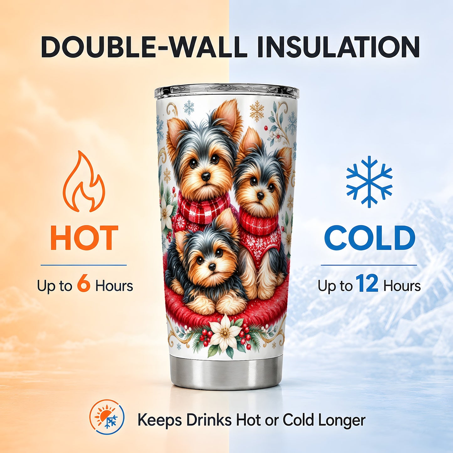 #pl[20oz|Steel] Yorkshire Terrier Tumbler 20oz, Dog Tumbler, Stainless Steel Travel Cup