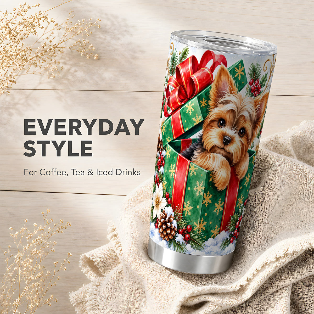 #pl[20oz|Steel] Yorkshire Terrier Tumbler 20oz, Dog Tumbler, Stainless Steel Travel Cup