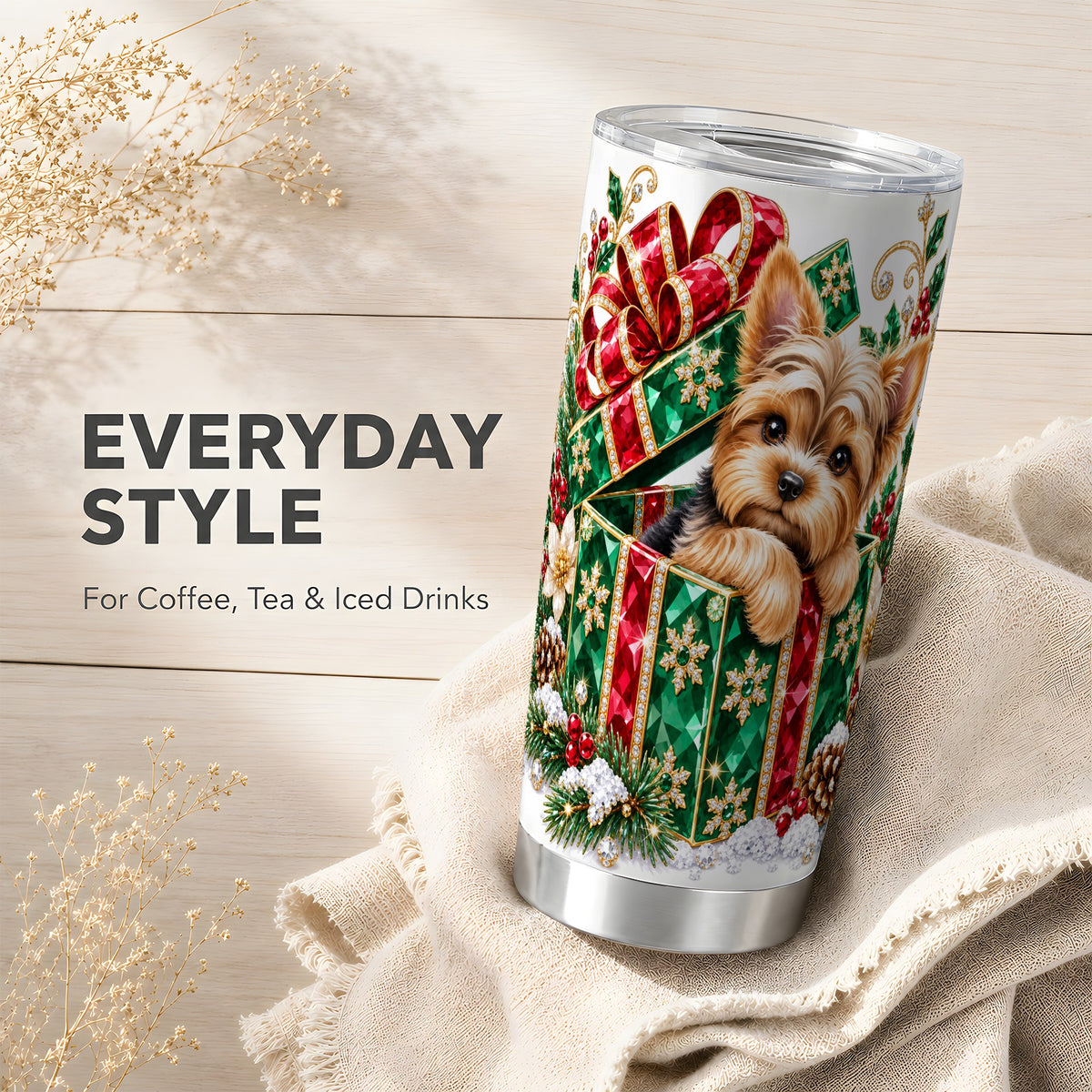#pl[20oz|Steel] Gemstone Terrier Tumbler 20oz, Dog Tumbler, Stainless Steel Travel Cup