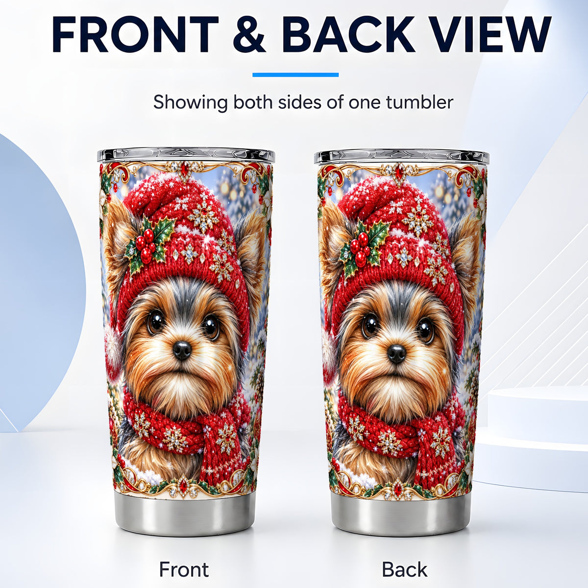#pl[20oz|Steel] Winter Terrier Tumbler 20oz, Dog Tumbler, Stainless Steel Travel Cup