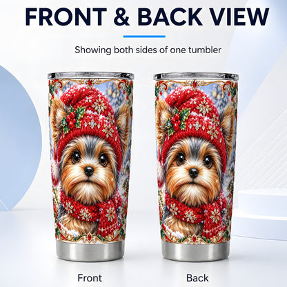 #pl[20oz|Steel] Winter Terrier Tumbler 20oz, Dog Tumbler, Stainless Steel Travel Cup