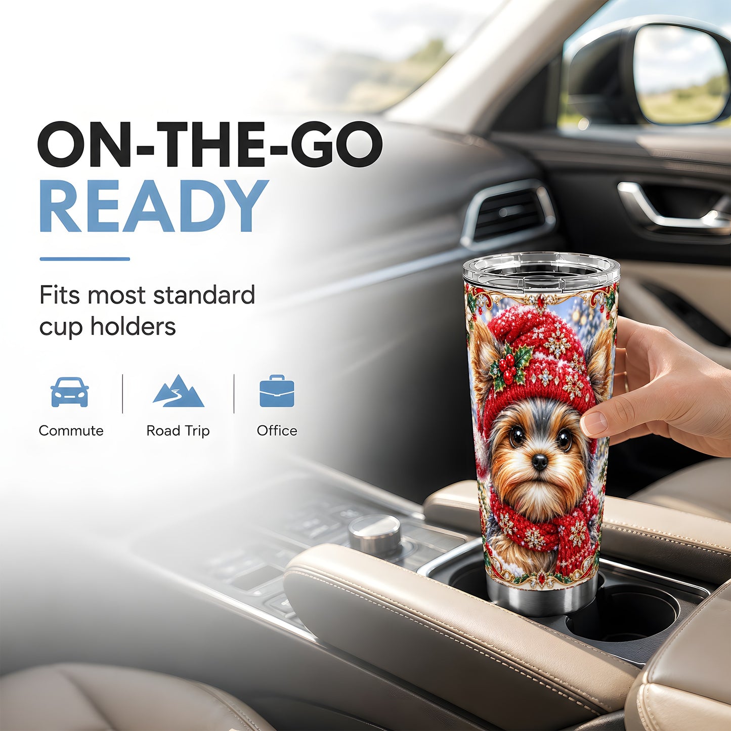 #pl[20oz|Steel] Winter Terrier Tumbler 20oz, Dog Tumbler, Stainless Steel Travel Cup