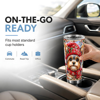 #pl[20oz|Steel] Winter Terrier Tumbler 20oz, Dog Tumbler, Stainless Steel Travel Cup