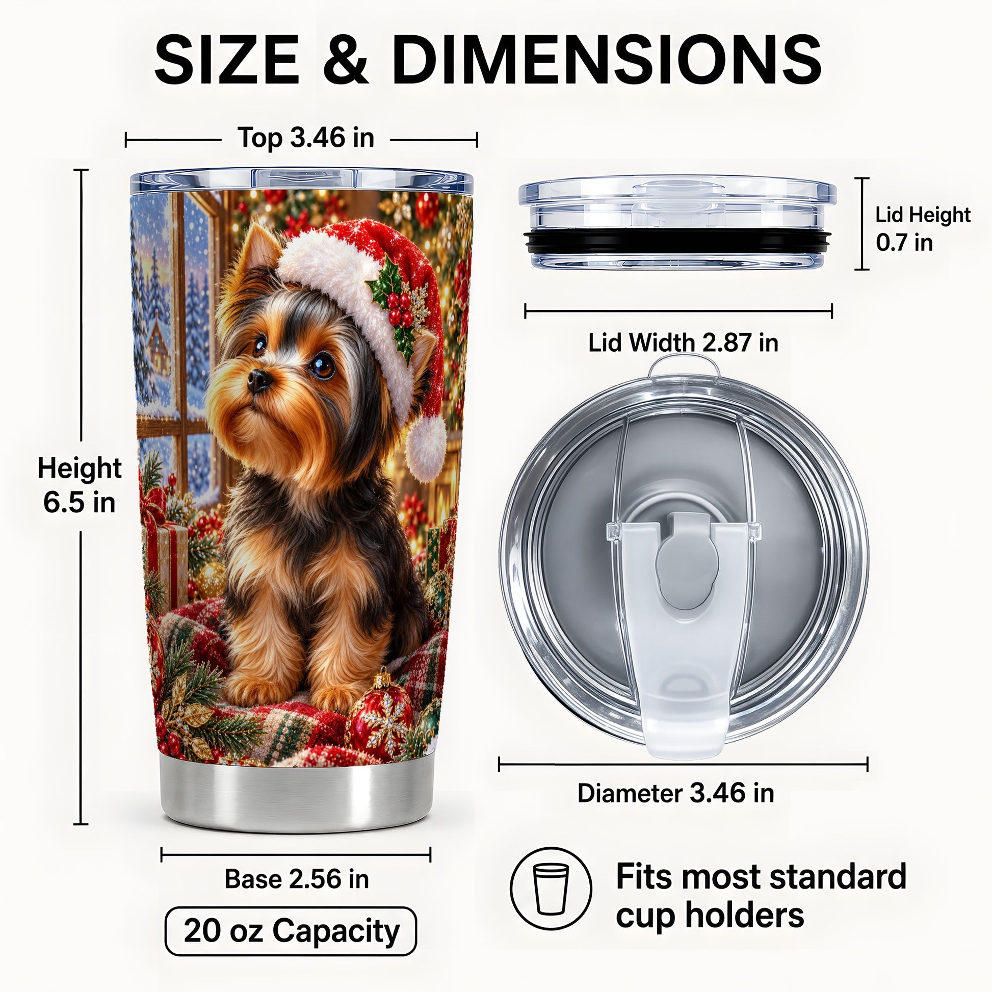 #pl[20oz|Steel] Cozy Yorkie Tumbler 20oz, Dog 20oz Tumbler, Stainless Steel Travel Cup