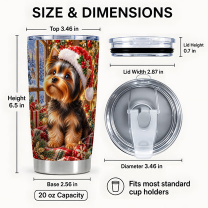 #pl[20oz|Steel] Cozy Yorkie Tumbler 20oz, Dog 20oz Tumbler, Stainless Steel Travel Cup