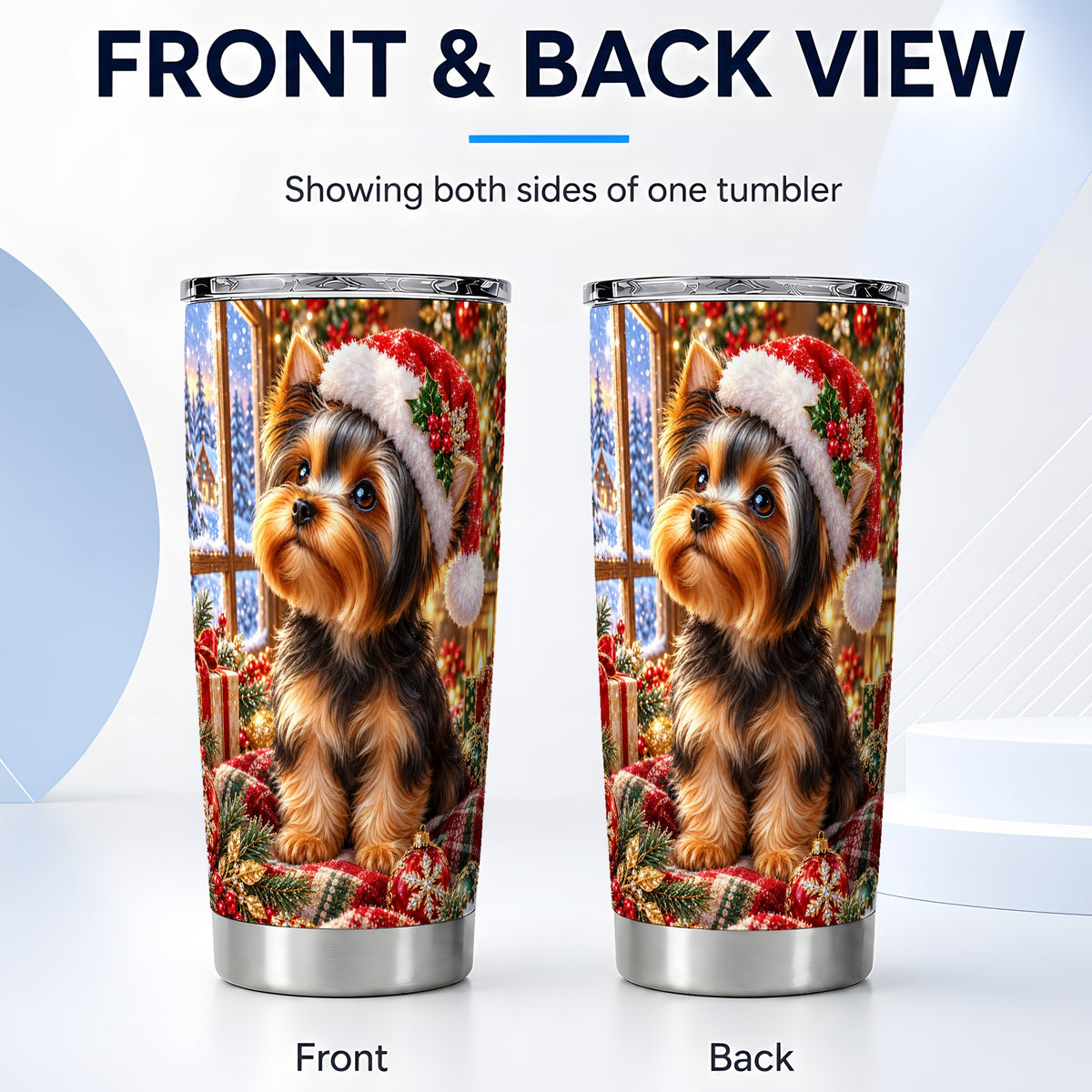 #pl[20oz|Steel] Cozy Yorkie Tumbler 20oz, Dog 20oz Tumbler, Stainless Steel Travel Cup