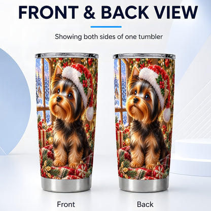 #pl[20oz|Steel] Cozy Yorkie Tumbler 20oz, Dog 20oz Tumbler, Stainless Steel Travel Cup