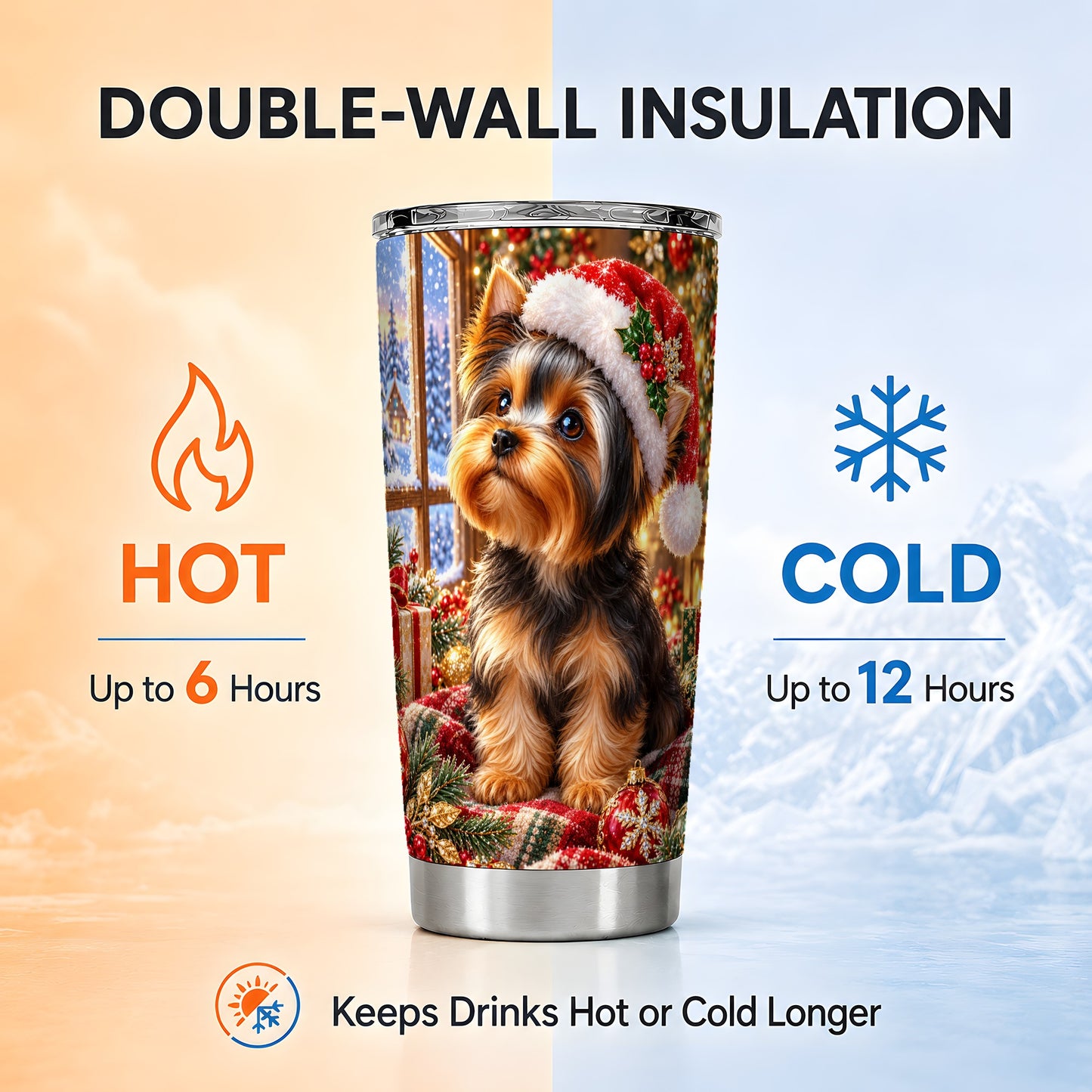 #pl[20oz|Steel] Cozy Yorkie Tumbler 20oz, Dog 20oz Tumbler, Stainless Steel Travel Cup