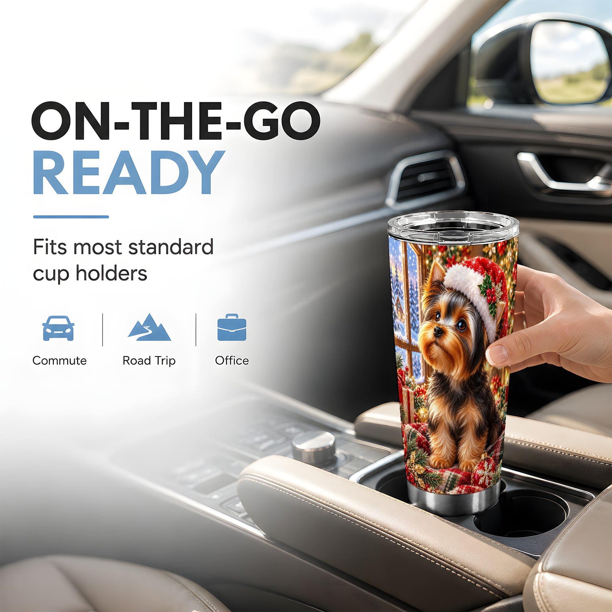 #pl[20oz|Steel] Cozy Yorkie Tumbler 20oz, Dog 20oz Tumbler, Stainless Steel Travel Cup