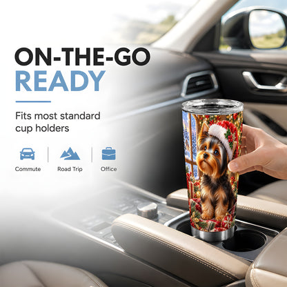 #pl[20oz|Steel] Cozy Yorkie Tumbler 20oz, Dog 20oz Tumbler, Stainless Steel Travel Cup