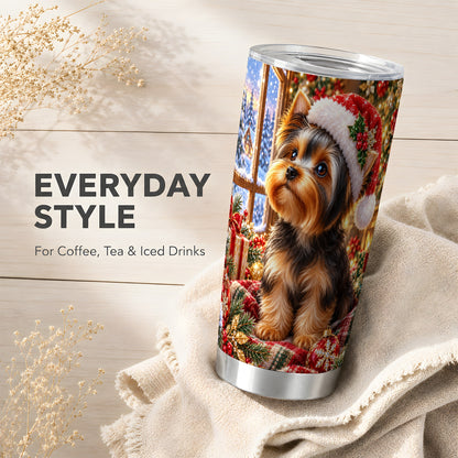 #pl[20oz|Steel] Cozy Yorkie Tumbler 20oz, Dog 20oz Tumbler, Stainless Steel Travel Cup