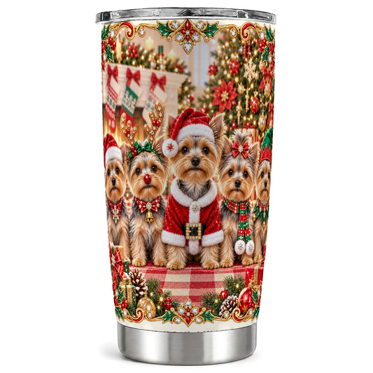 Yorkie Family Tumbler 20oz, Dog Tumbler, Stainless Steel Travel Cup