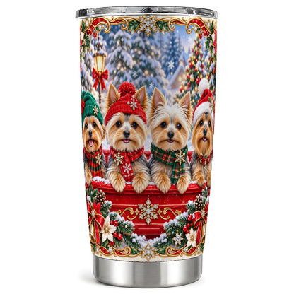 Yorkie Snow Tumbler 20oz, Dog Tumbler, Stainless Steel Travel Cup