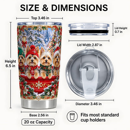 #pl[20oz|Steel] Yorkie Snow Tumbler 20oz, Dog Tumbler, Stainless Steel Travel Cup
