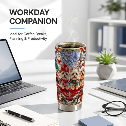 #pl[20oz|Steel] Yorkie Snow Tumbler 20oz, Dog Tumbler, Stainless Steel Travel Cup