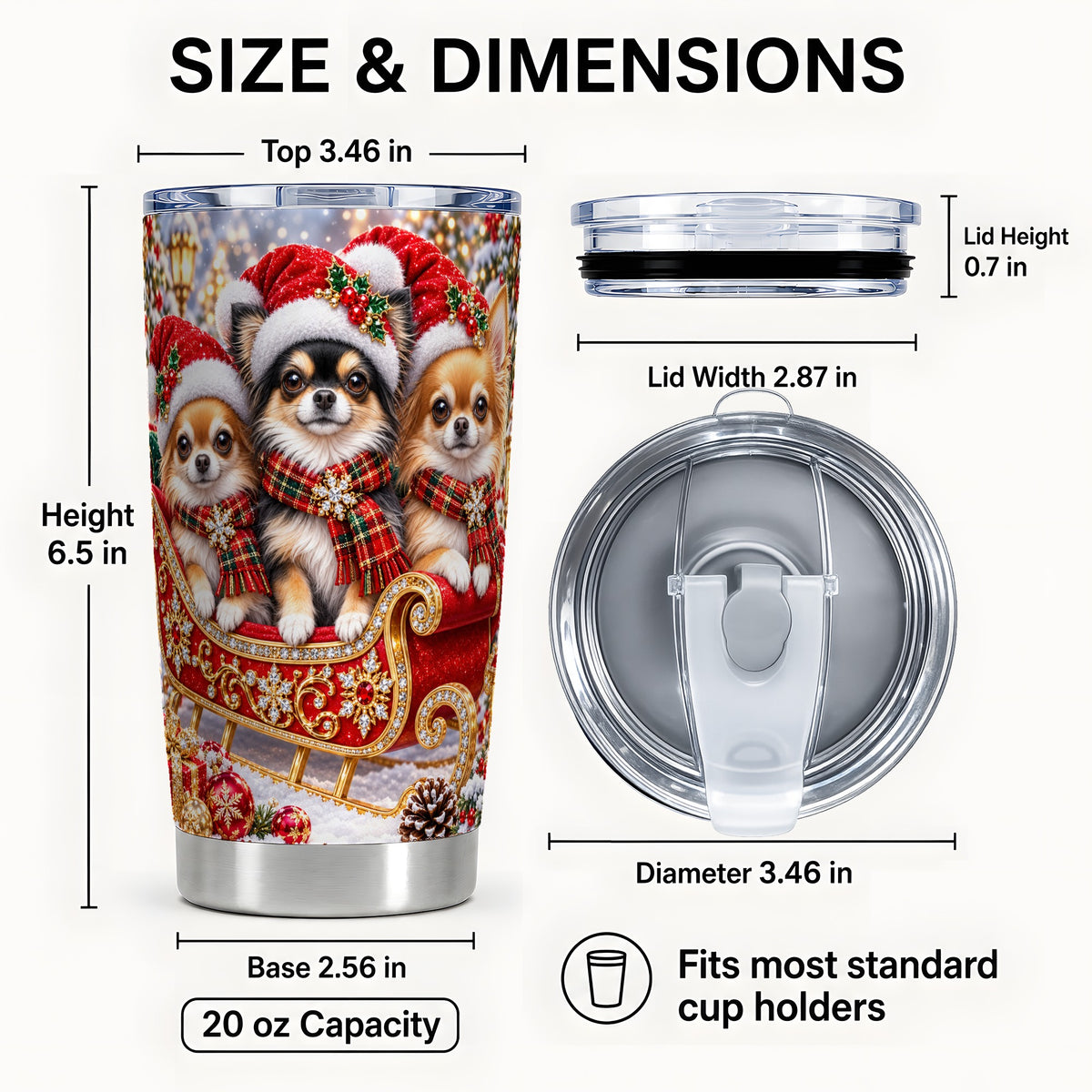 #pl[20oz|Steel] Christmas Chihuahua 20oz Tumbler, Dog Tumbler, Stainless Steel Travel Cup