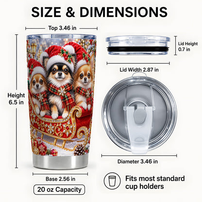 #pl[20oz|Steel] Christmas Chihuahua 20oz Tumbler, Dog Tumbler, Stainless Steel Travel Cup