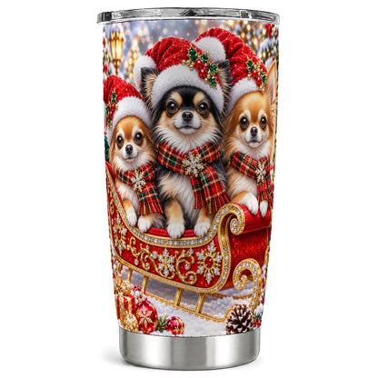Christmas Chihuahua 20oz Tumbler, Dog Tumbler, Stainless Steel Travel Cup
