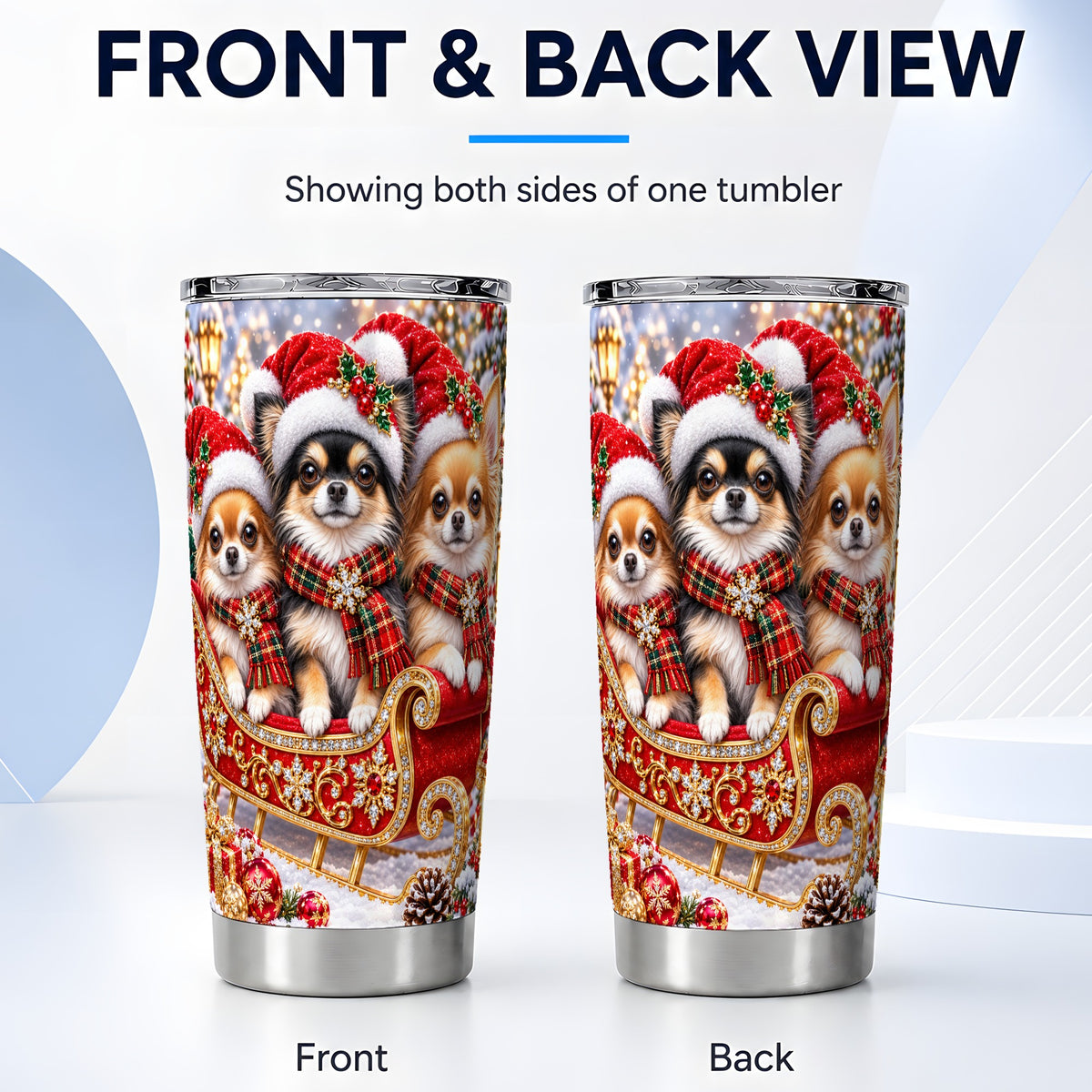 #pl[20oz|Steel] Christmas Chihuahua 20oz Tumbler, Dog Tumbler, Stainless Steel Travel Cup
