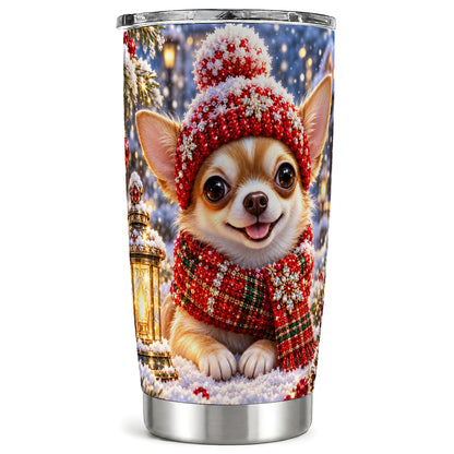 Christmas Chihuahua 20oz Tumbler, Dog Tumbler, Stainless Steel Travel Cup