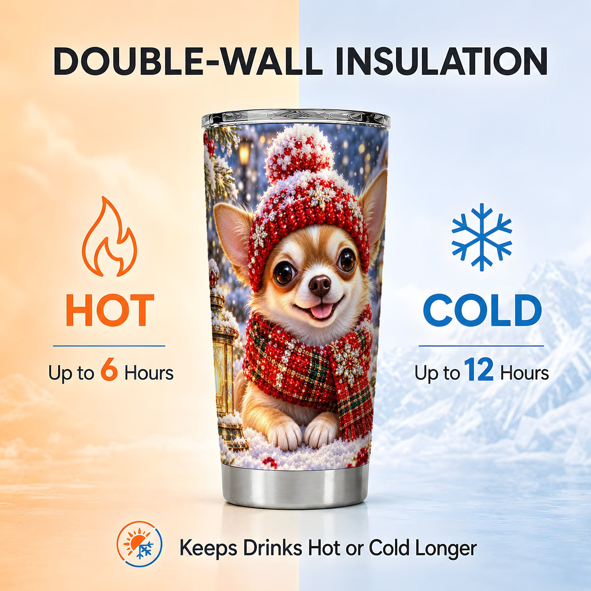 #pl[20oz|Steel] Christmas Chihuahua 20oz Tumbler, Dog Tumbler, Stainless Steel Travel Cup