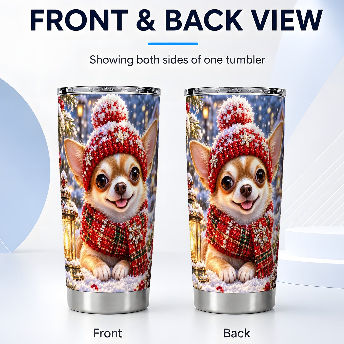 #pl[20oz|Steel] Christmas Chihuahua 20oz Tumbler, Dog Tumbler, Stainless Steel Travel Cup