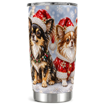 Christmas Chihuahua 20oz Tumbler, Dog Tumbler, Stainless Steel Travel Cup