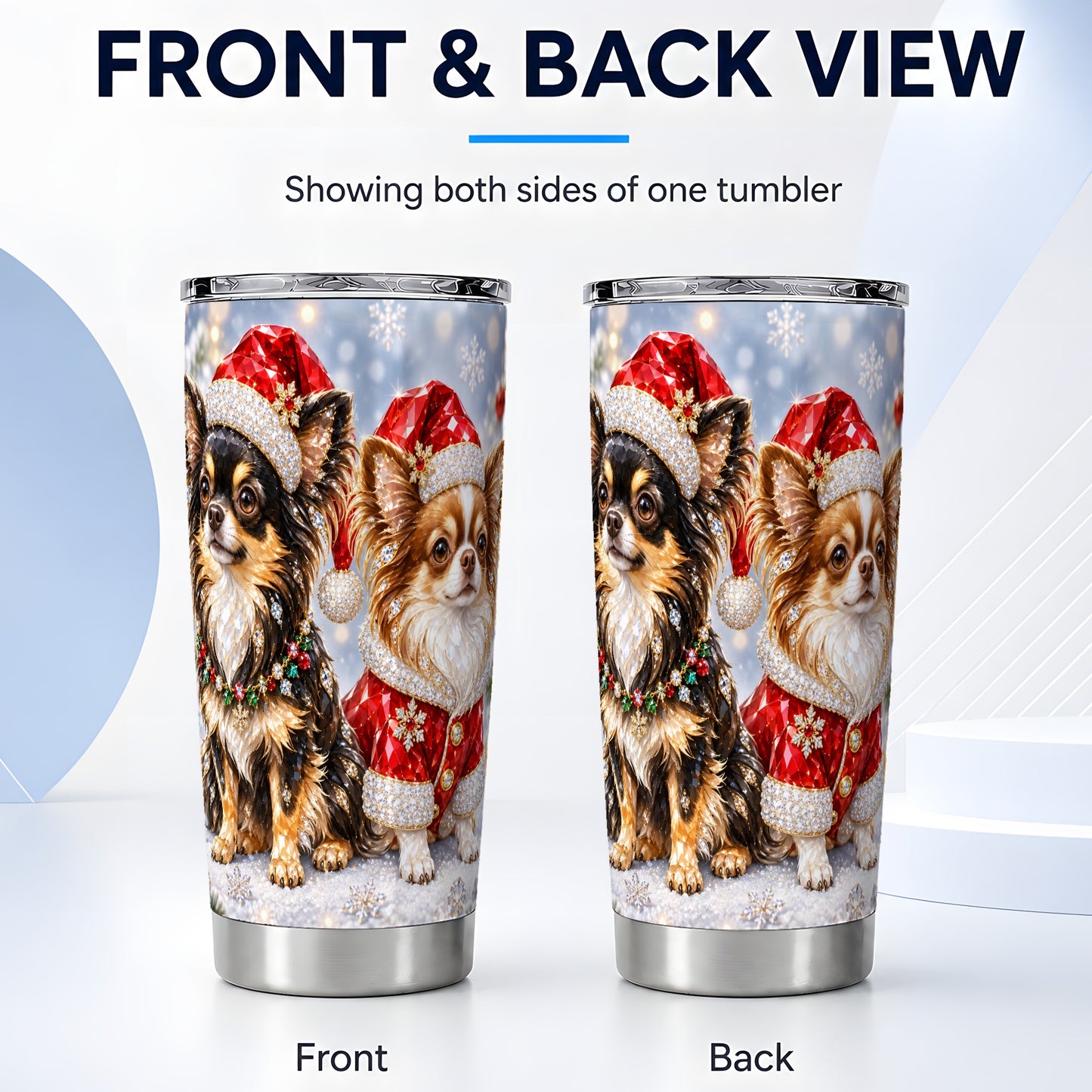 #pl[20oz|Steel] Christmas Chihuahua 20oz Tumbler, Dog Tumbler, Stainless Steel Travel Cup