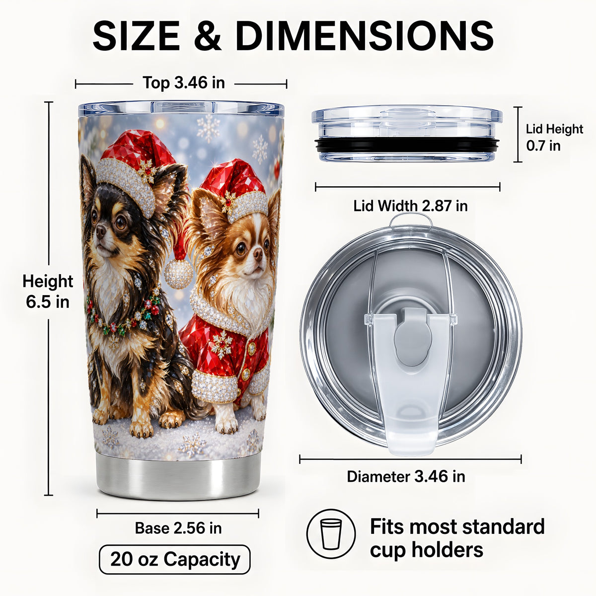 #pl[20oz|Steel] Christmas Chihuahua 20oz Tumbler, Dog Tumbler, Stainless Steel Travel Cup