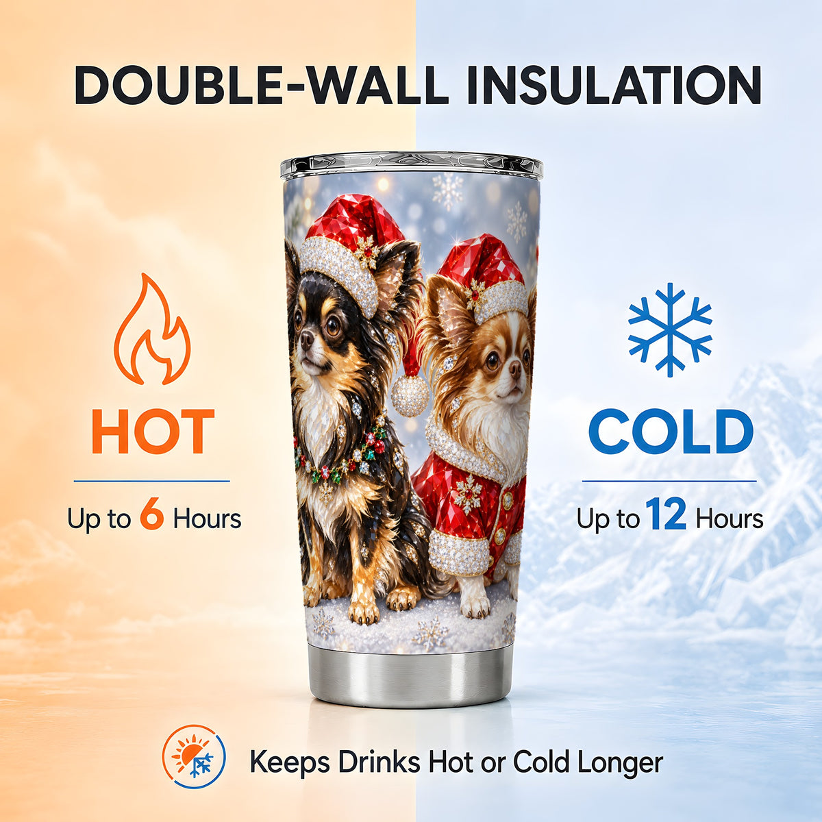 #pl[20oz|Steel] Christmas Chihuahua 20oz Tumbler, Dog Tumbler, Stainless Steel Travel Cup