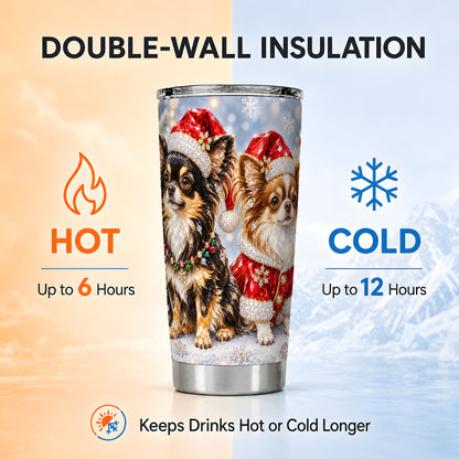 #pl[20oz|Steel] Christmas Chihuahua 20oz Tumbler, Dog Tumbler, Stainless Steel Travel Cup