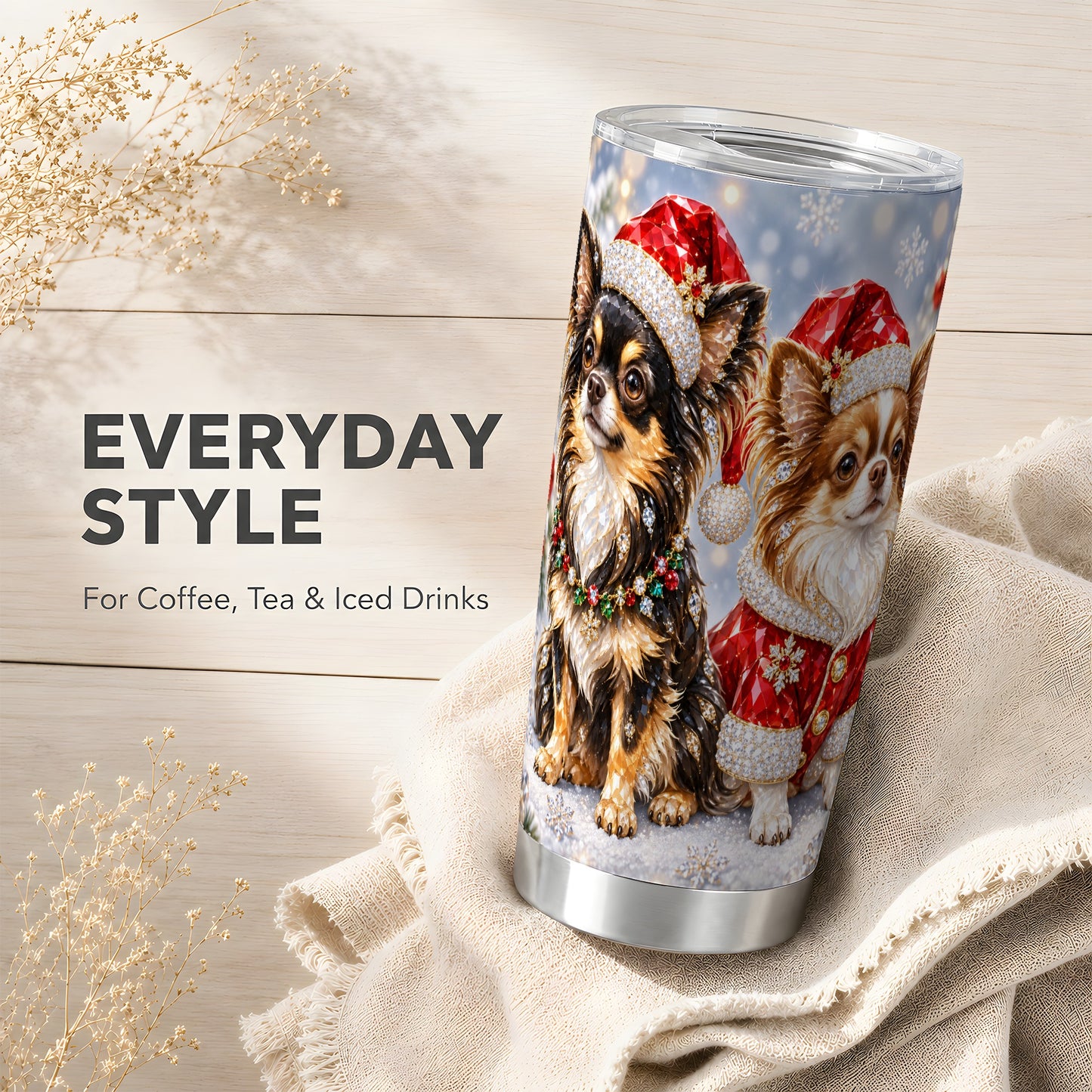 #pl[20oz|Steel] Christmas Chihuahua 20oz Tumbler, Dog Tumbler, Stainless Steel Travel Cup