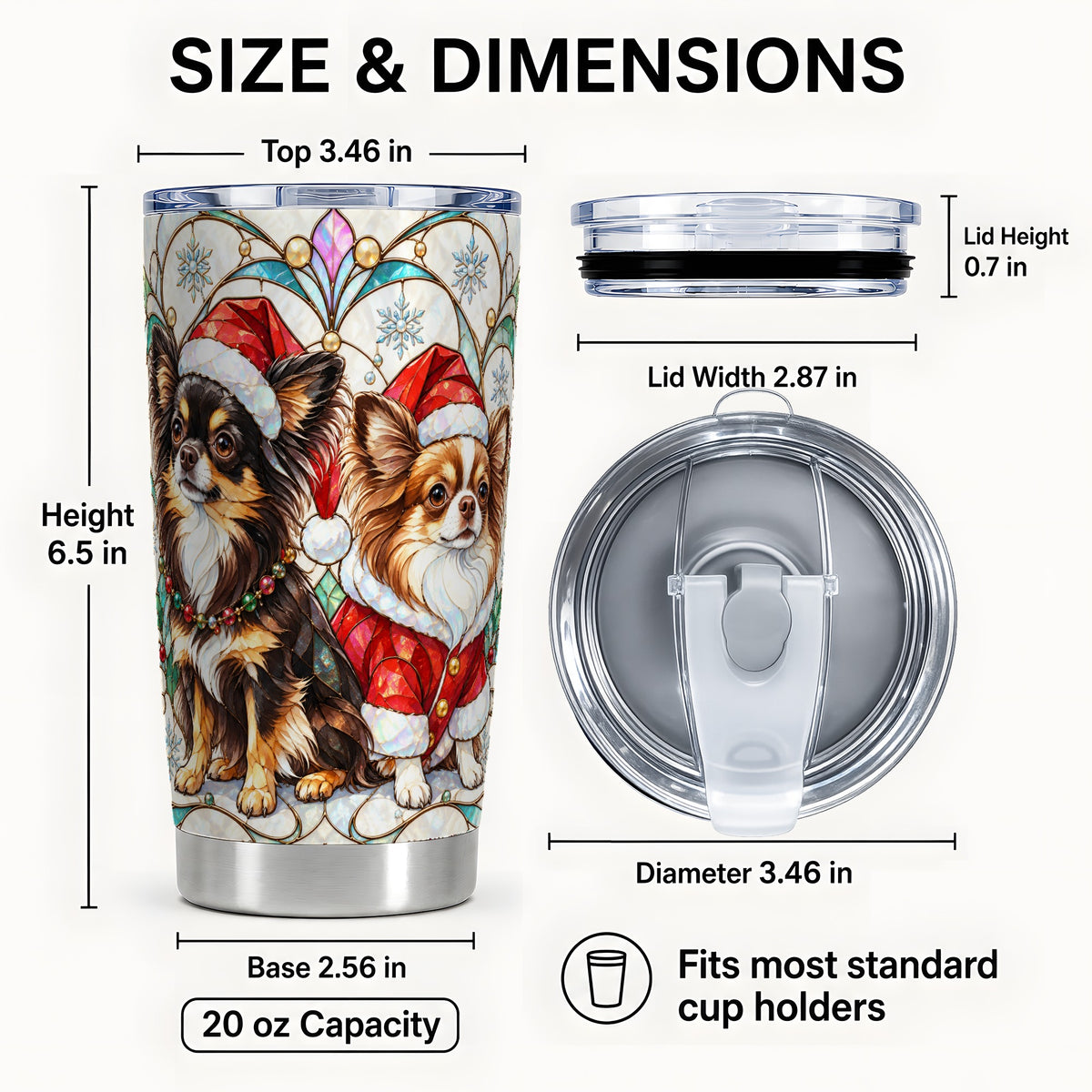 #pl[20oz|Steel] Christmas Chihuahua 20oz Tumbler, Dog Tumbler, Stainless Steel Travel Cup