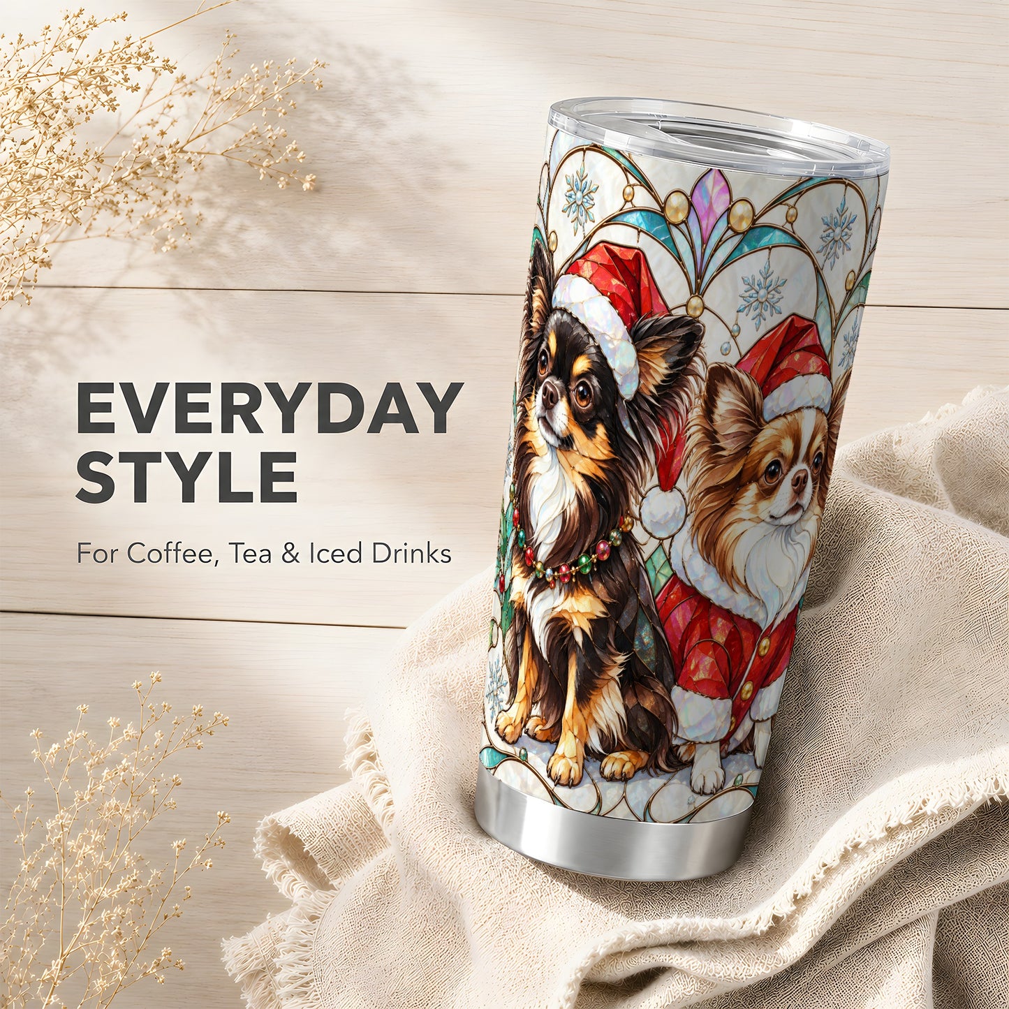 #pl[20oz|Steel] Christmas Chihuahua 20oz Tumbler, Dog Tumbler, Stainless Steel Travel Cup