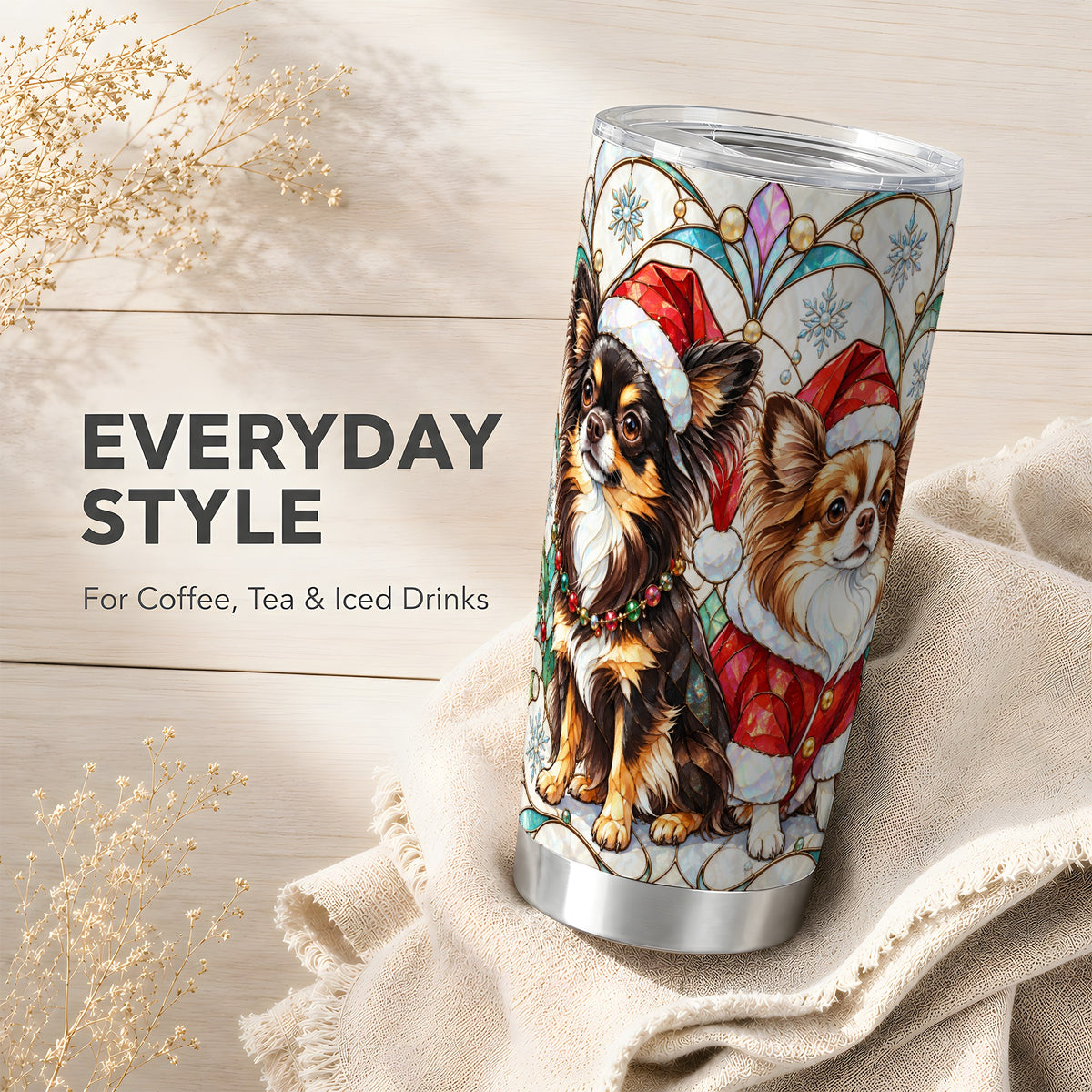 #pl[20oz|Steel] Christmas Chihuahua 20oz Tumbler, Dog Tumbler, Stainless Steel Travel Cup