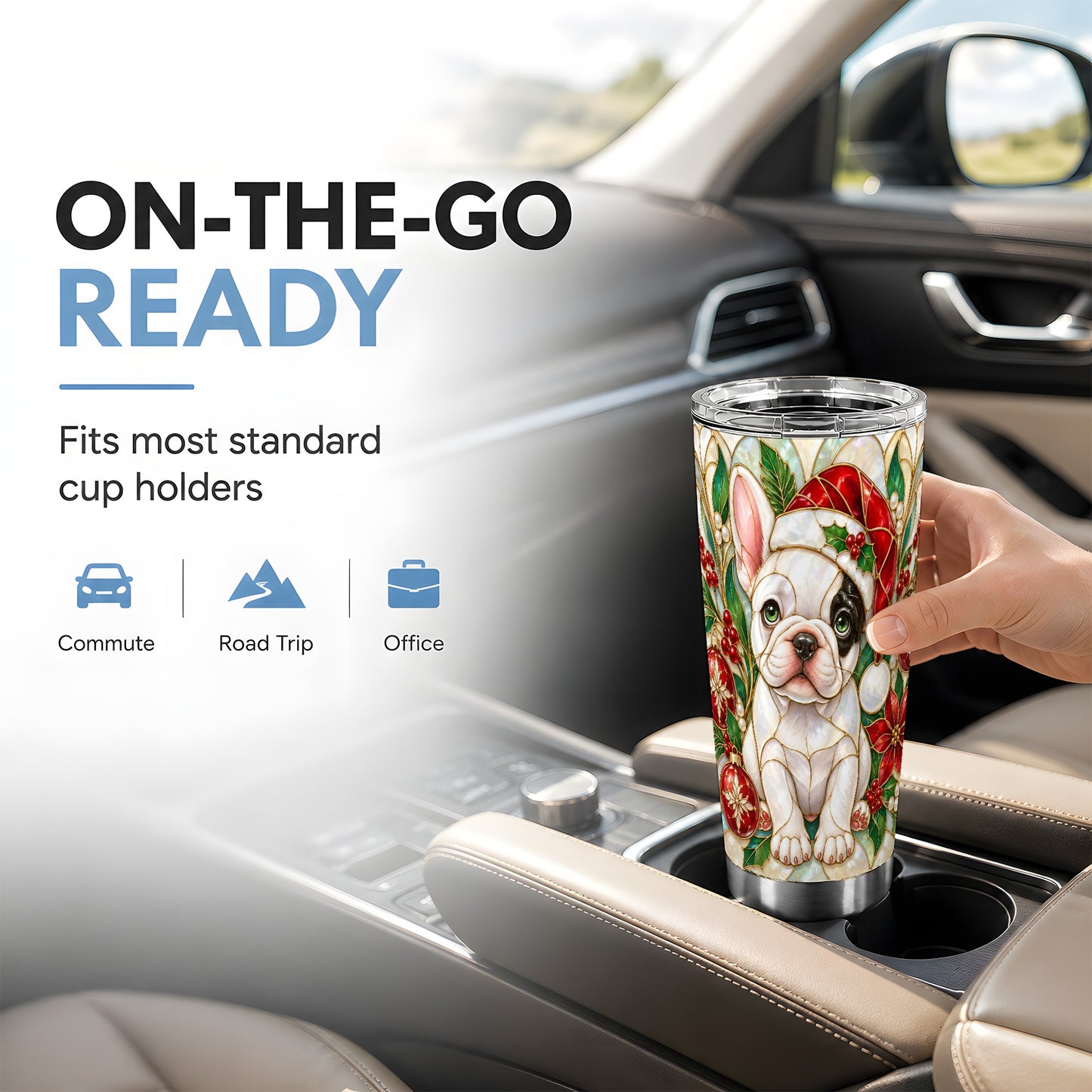 #pl[20oz|Steel] Christmas Bulldog Tumbler 20oz, Dog Tumbler, Stainless Steel Travel Cup
