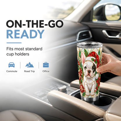 #pl[20oz|Steel] Christmas Bulldog Tumbler 20oz, Dog Tumbler, Stainless Steel Travel Cup