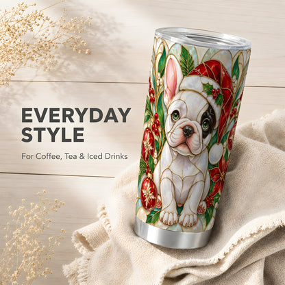 #pl[20oz|Steel] Christmas Bulldog Tumbler 20oz, Dog Tumbler, Stainless Steel Travel Cup