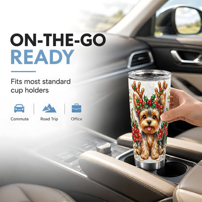 #pl[20oz|Steel] Christmas Yorkie Tumbler 20oz, Dog Tumbler, Stainless Steel Travel Cup