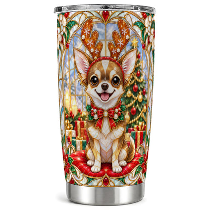 Christmas Chihuahua Tumbler 20oz, Dog Tumbler, Stainless Steel Travel Cup
