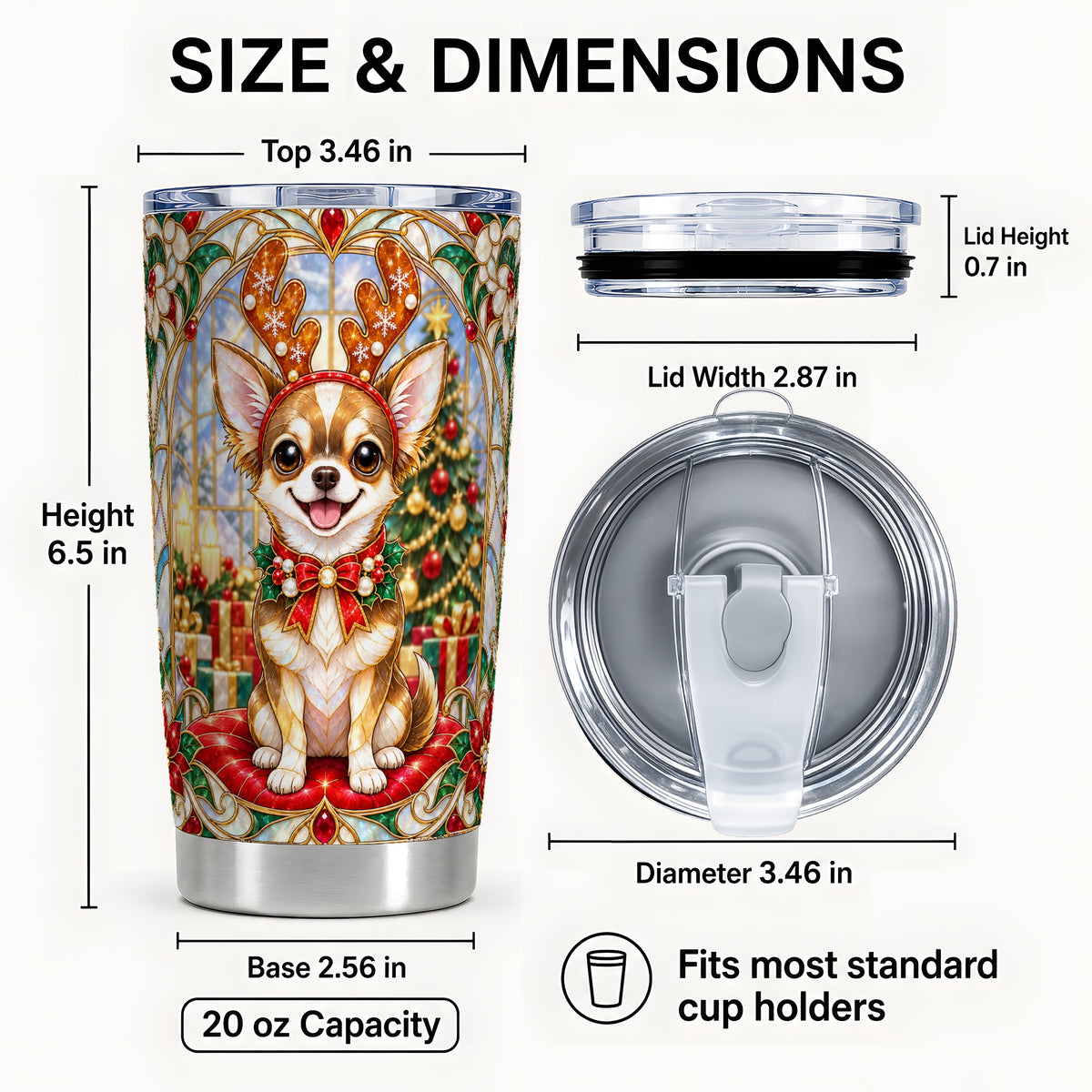 #pl[20oz|Steel] Christmas Chihuahua Tumbler 20oz, Dog Tumbler, Stainless Steel Travel Cup