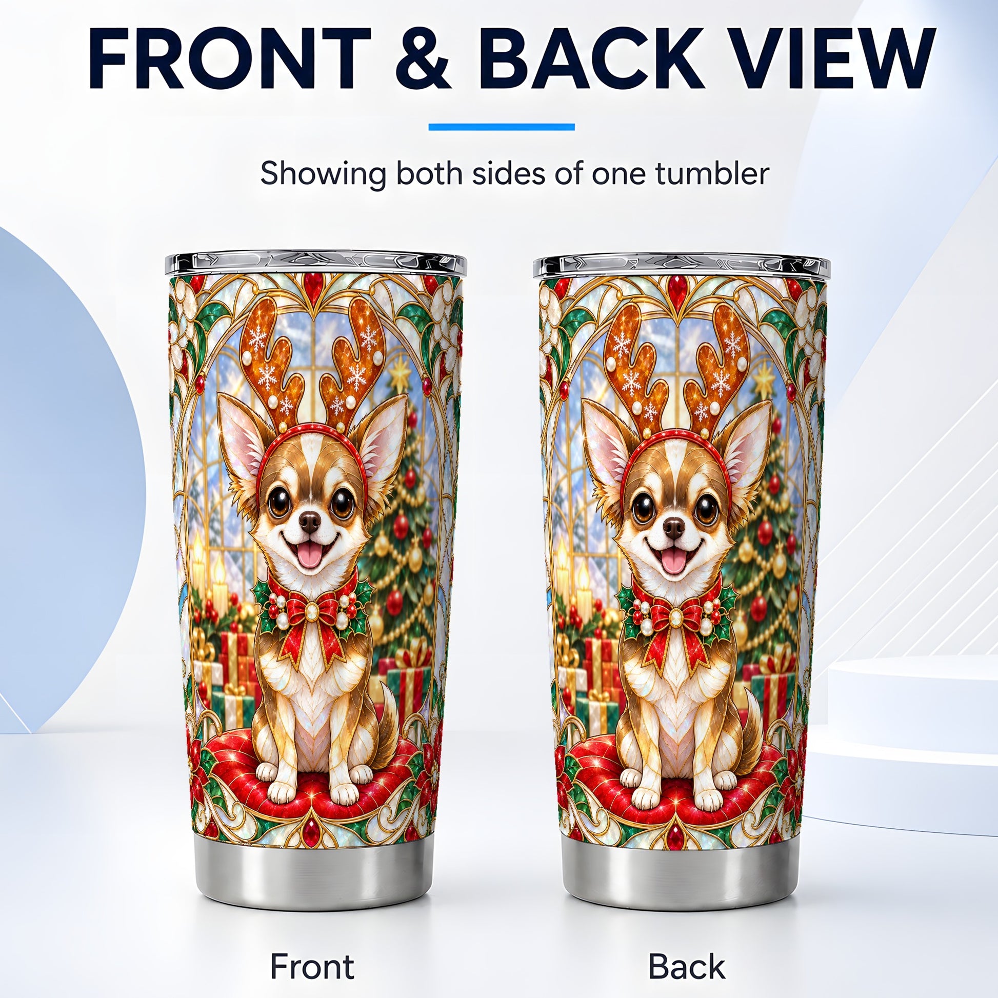 #pl[20oz|Steel] Christmas Chihuahua Tumbler 20oz, Dog Tumbler, Stainless Steel Travel Cup