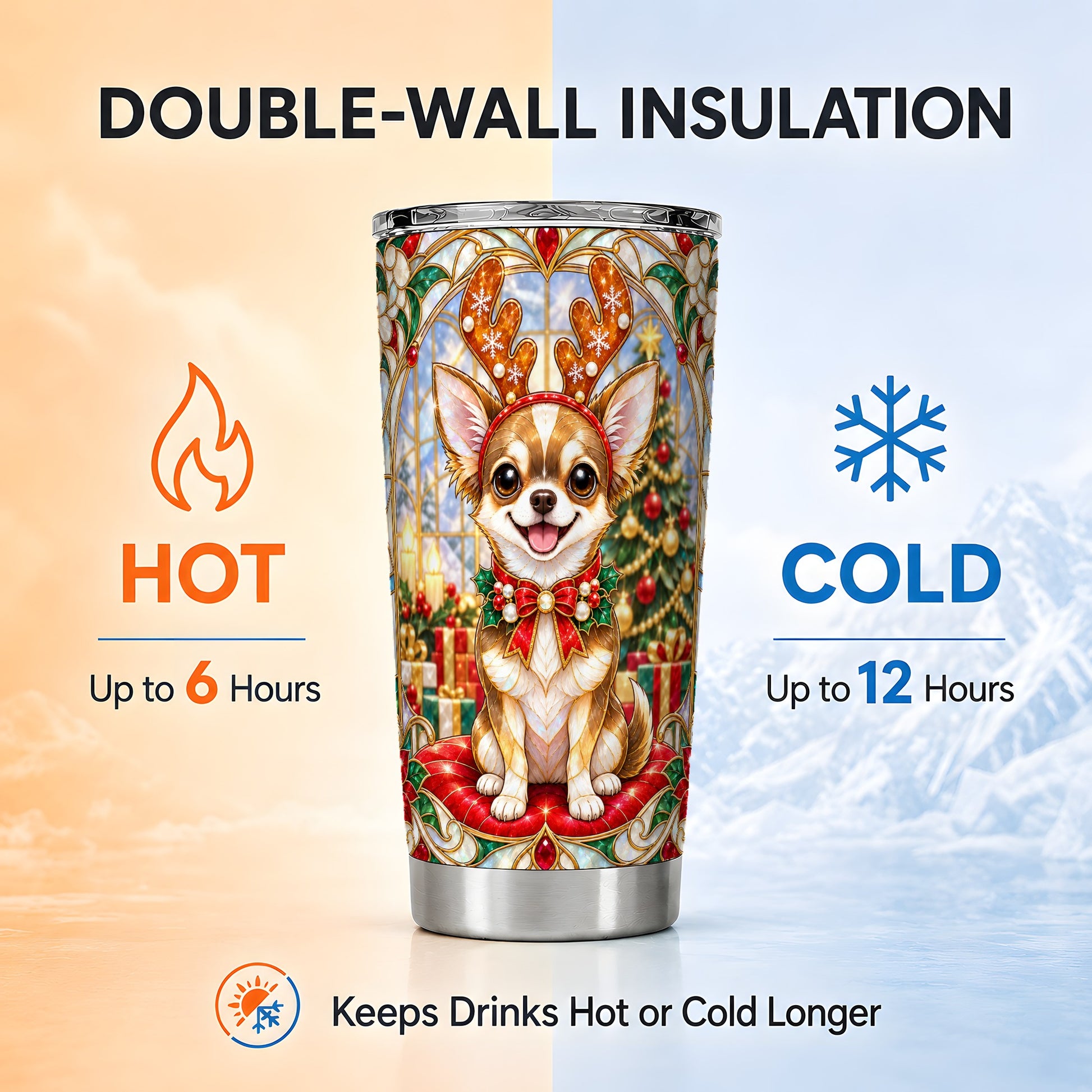 #pl[20oz|Steel] Christmas Chihuahua Tumbler 20oz, Dog Tumbler, Stainless Steel Travel Cup