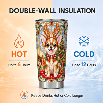 #pl[20oz|Steel] Christmas Chihuahua Tumbler 20oz, Dog Tumbler, Stainless Steel Travel Cup