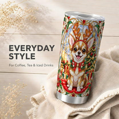 #pl[20oz|Steel] Christmas Chihuahua Tumbler 20oz, Dog Tumbler, Stainless Steel Travel Cup