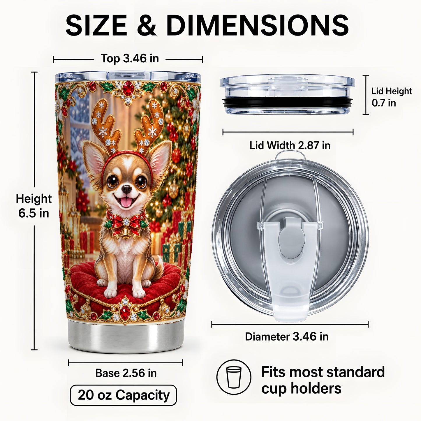 #pl[20oz|Steel] Christmas Chihuahua Tumbler 20oz, Dog Tumbler, Stainless Steel Travel Cup