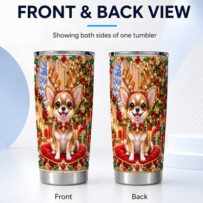 #pl[20oz|Steel] Christmas Chihuahua Tumbler 20oz, Dog Tumbler, Stainless Steel Travel Cup