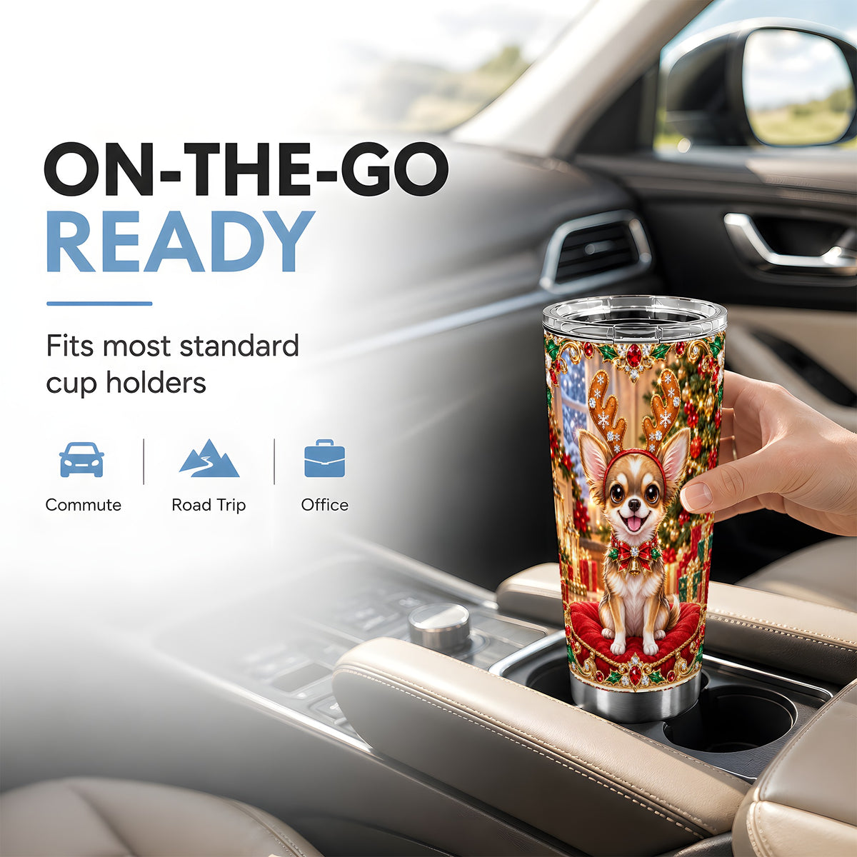 #pl[20oz|Steel] Christmas Chihuahua Tumbler 20oz, Dog Tumbler, Stainless Steel Travel Cup