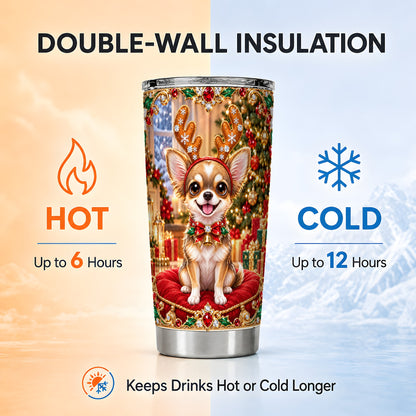 #pl[20oz|Steel] Christmas Chihuahua Tumbler 20oz, Dog Tumbler, Stainless Steel Travel Cup